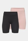 LOW RISE SHORTS WITH FOLD OVER WAISTBAND - Leggings - black/pink