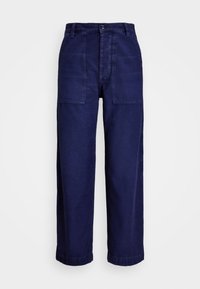 COTTON REVERSE SATEEN CROPPED FLAT FRONT - Broek - navy