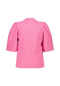 Roze pofmouwen jacket met een gestructureerde silhoutte, met een klassieke kraag en een textuurstof, met zichtbare naden op de achterkant.
