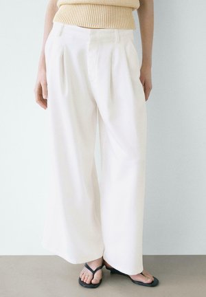 Massimo Dutti WIDE-LEG PLEATED - Pantaloni - white