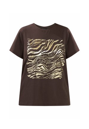 Yours Clothing, PLUS SIZE CASUAL TOPS - T-shirt con stampa - chocolate