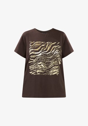 Yours Clothing, PLUS SIZE CASUAL TOPS - T-Shirt print - chocolate