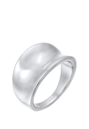 Gepolijste zilveren ring met een glad, afgerond ontwerp. Gemaakt van 925 sterling zilver, met een dikke band en een reflecterend oppervlak.