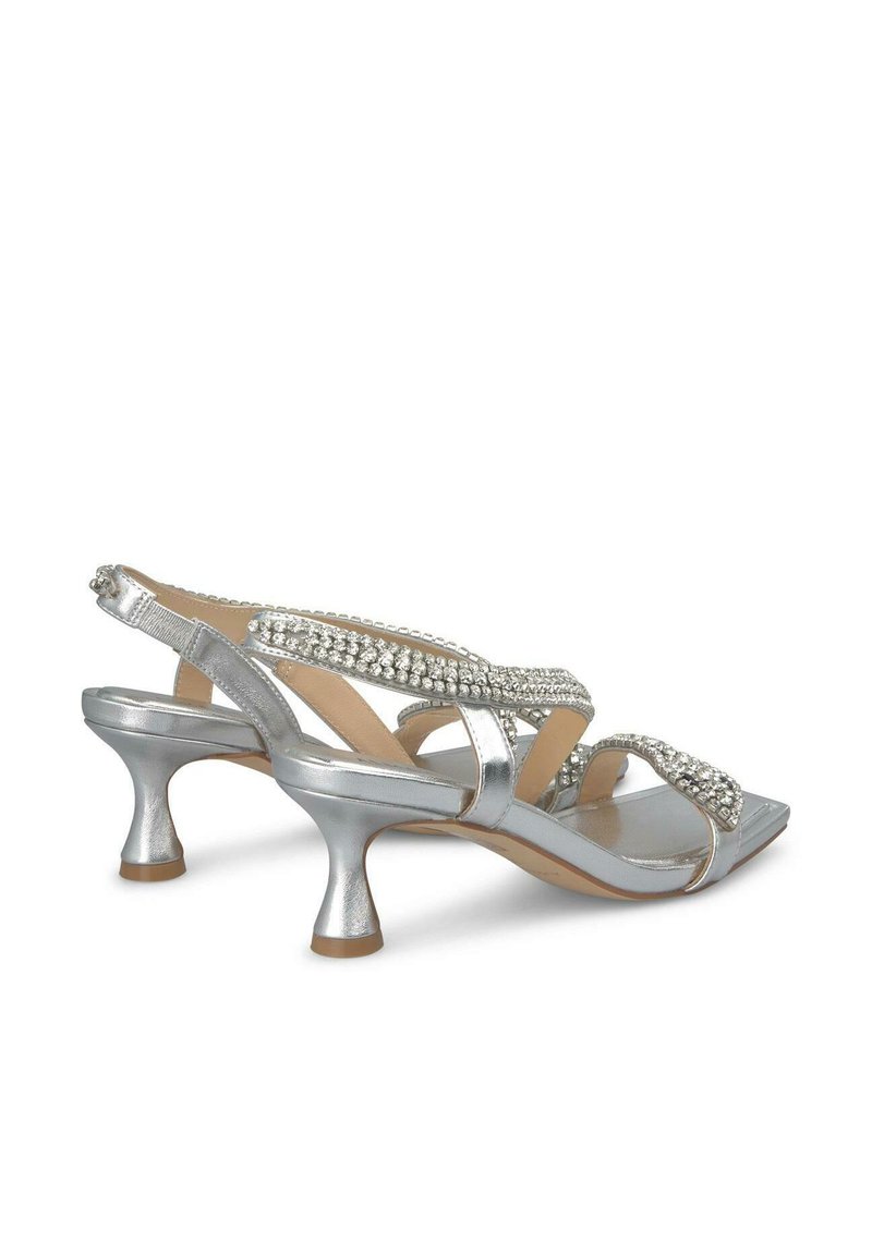 Sandalias De Tacón Kitten EDEFS Para Mujer - Punta Puntiaguda, Color Plateado, Talla 35 EU, Tacón 6.5 Cm
