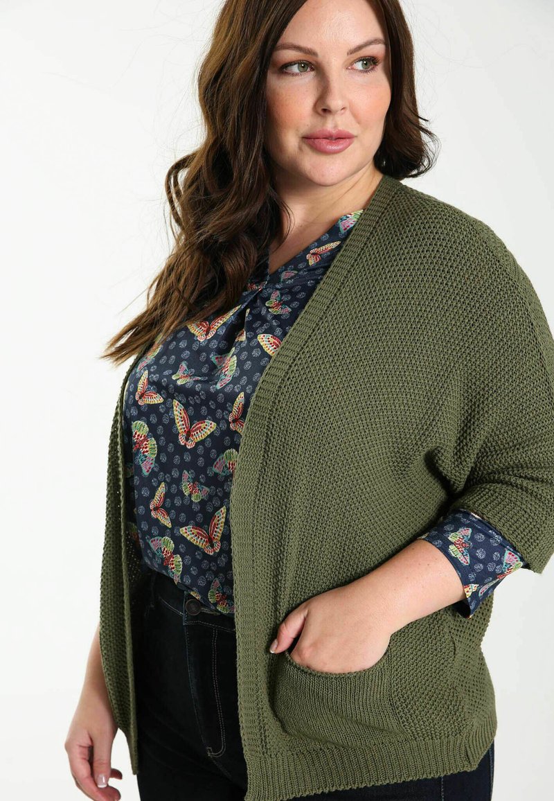 Damen Strickjacken | Paprika AJOURÉE Strickjacke khaki - IU47081 Damen Strickjacken | Paprika AJOURÉE Strickjacke khaki - IU47081