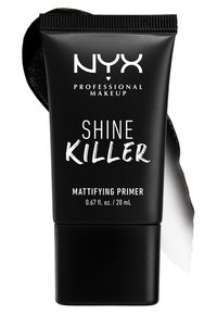 Tube noire de 20 mL contenant un primer matifiant, étiqueté "Shine Killer" en texte blanc, avec un capuchon noir brillant et un design minimaliste.
