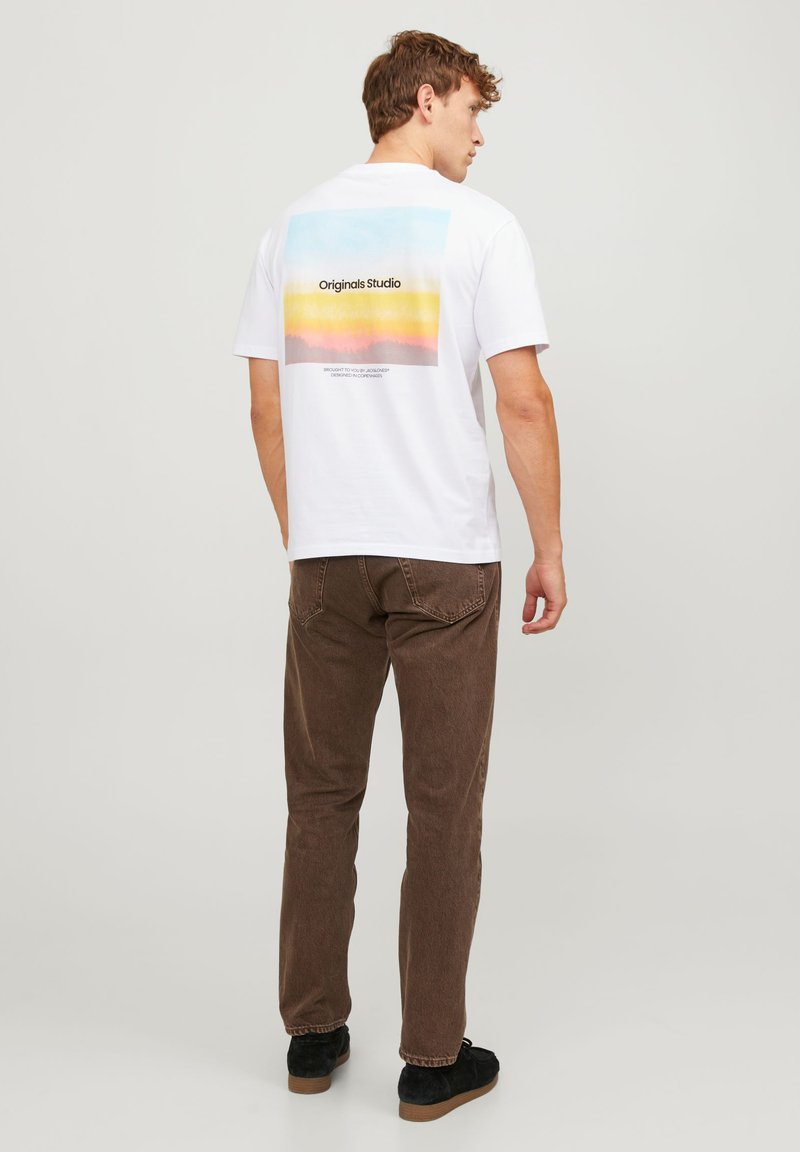 Jack & Jones PICTURE SS CREW NECK SN - T-shirt print - moonbeam/crème