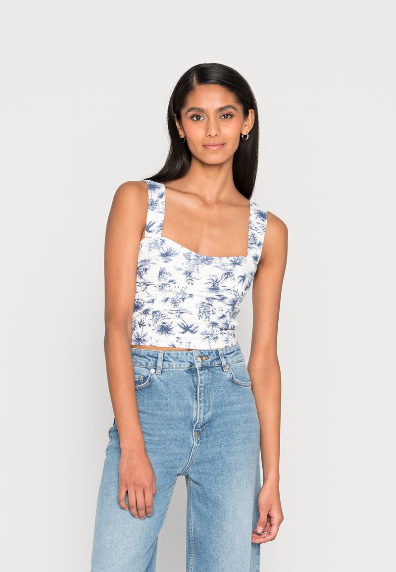 Abercrombie & Fitch BARE CORSET SET TOP Blouse white print/wit