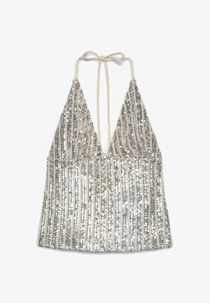 Terranova, TOP CON PAILLETTES E SCOLLO PROFONDO - Top - var beige