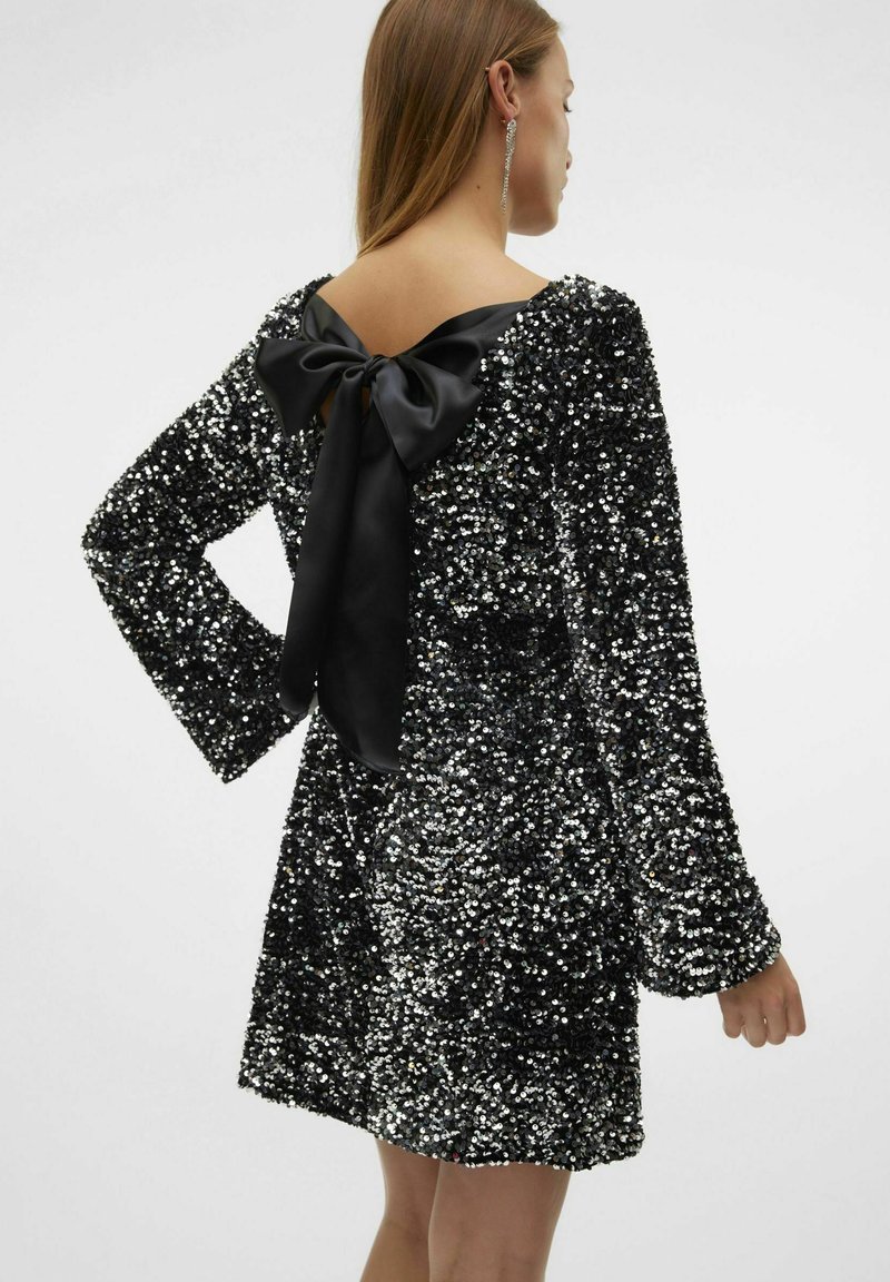 vero moda sequin dress Vero Moda - Textured Sequin Bow Back Mini Dress - Women - Polyester - M