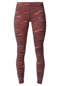 Tight sittande leggings med ett vågmönster i röd och svart. Slät, stretchig tyg med en glänsande yta. Platta sömmar för komfort.