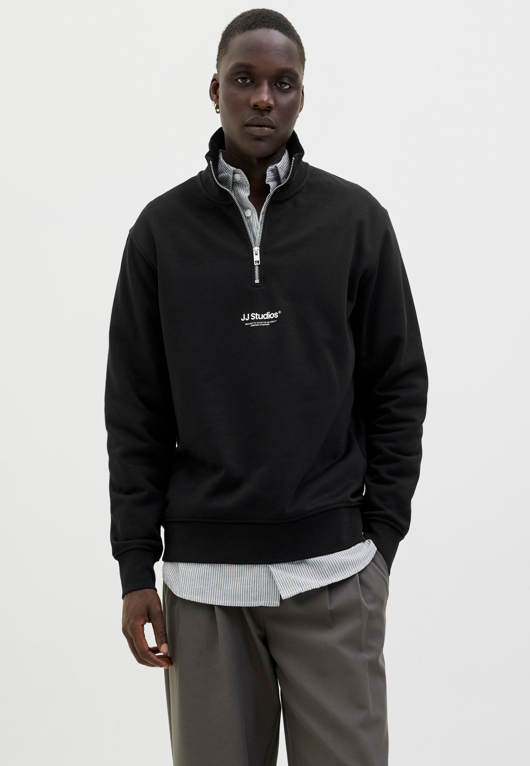 Jack & Jones JJESOHO QUARTER ZIP - Felpa - black/nero - Zalando.it
