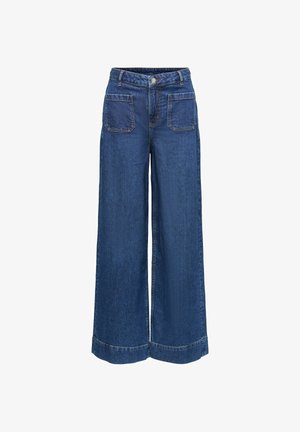 JDY, WIDE-FIT JEANS JDYVEGA MID WAIST WIDE LEG FIT JEANS - Wide Leg - dark blue denim