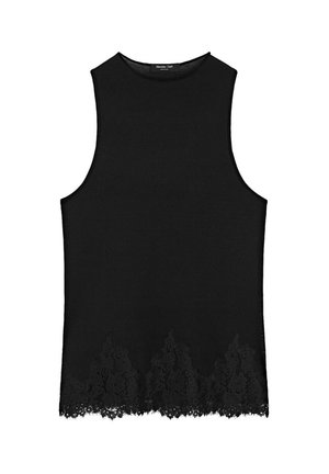 Massimo Dutti, LACE DETAIL HALTER TOP - Top - black