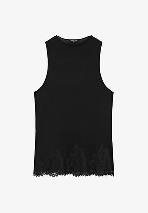 Massimo Dutti, LACE DETAIL HALTER TOP - Top - black