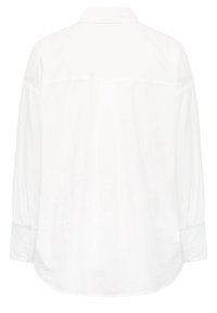 Vit långärmad skjorta med ryggklädd, knappade manschetter och avslappnad passform. Minimalistisk design, slät textur och utan mönster.