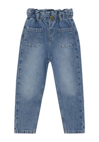 Jeans i ljusblå färg, elastisk midjeband och två framfickor. Rakt bensnitt med enkla sömnadsdetaljer.