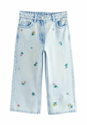 Next, FLORAL EMBROIDERED WIDE LEG - Flared jeans - mid blue