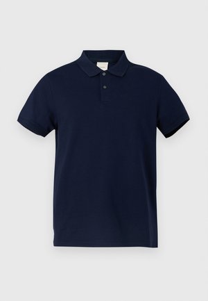 Polo shirt azul-marinho feito de algodão, com gola clássica, placket de três botões e mangas curtas. Logótipo discreto no peito.