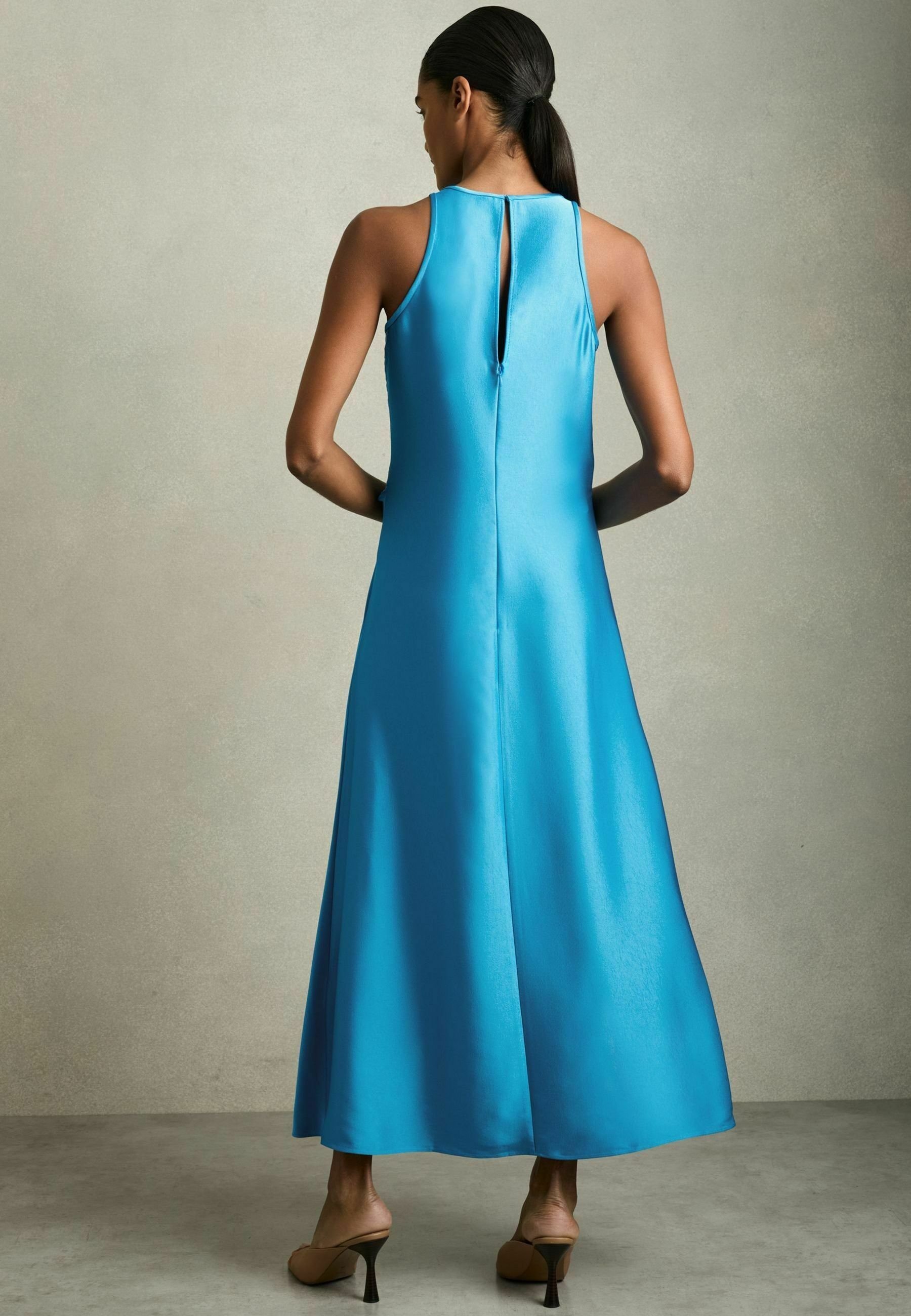 【海外限定】REISSドレス☆Teal Zoey Petite Satin Drape-Detail REISS Zoey Petite Satin Drape-Detail Slip Dress in Teal