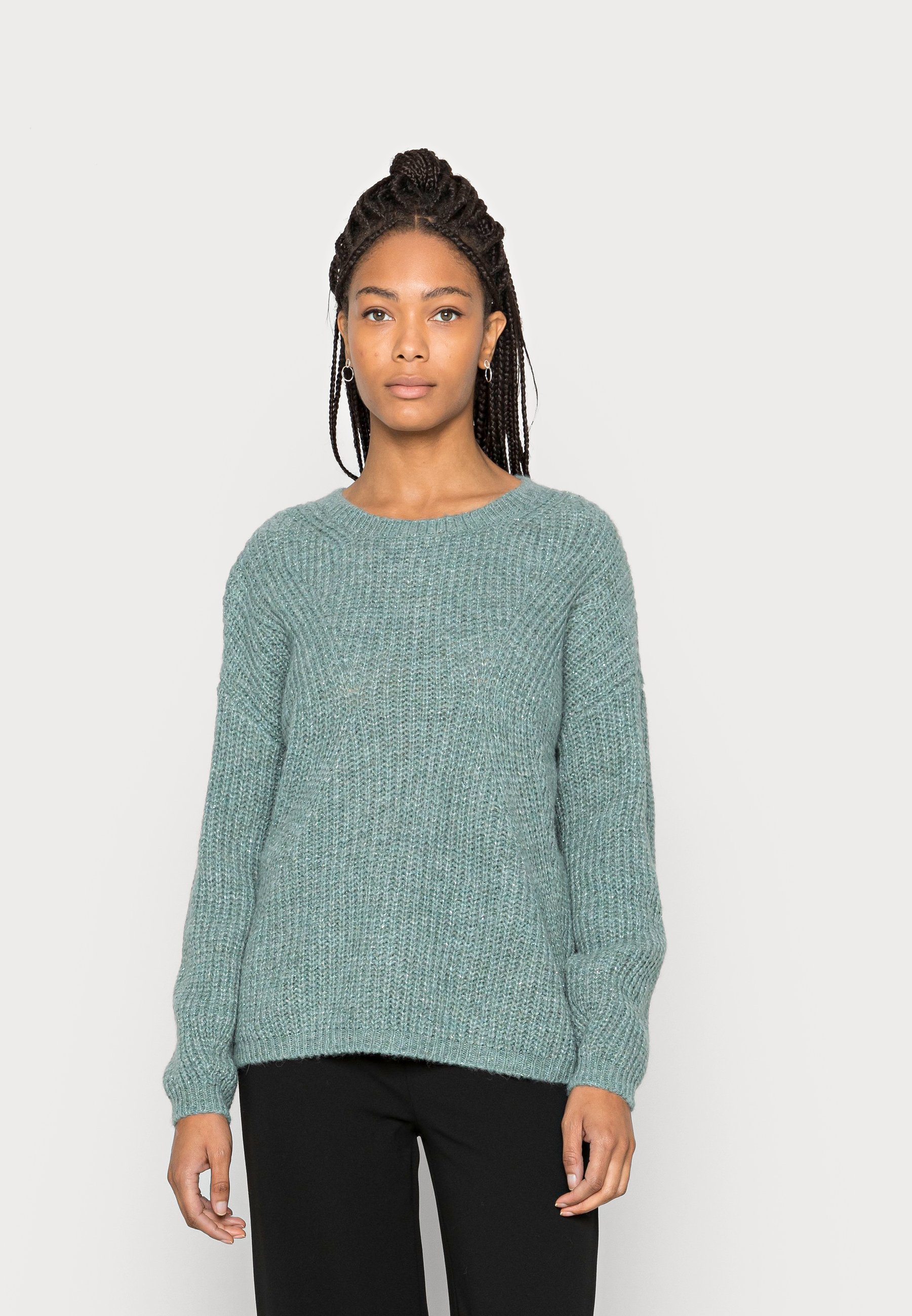 green lurex jumper