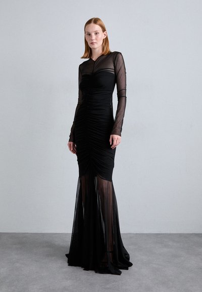 Norma Kamali VNECK SHIRRED FRONT FISHTAIL GOWN DRESS - Alkalmi viselet - black
