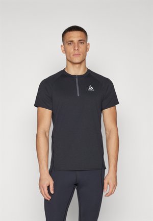 CREW NECK ZIP TRAIL - Camiseta deportiva - black