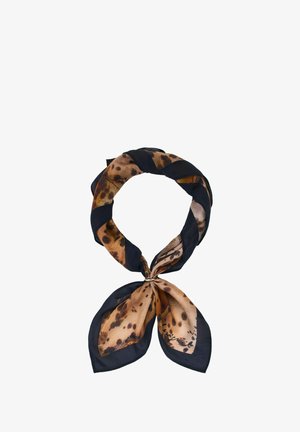 Siidist sall musta ja pruuni leopardimustriga, keeratud silmusena teravate otstega, mis on alt kokku siduda.