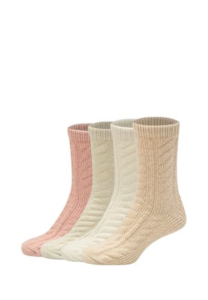 COSY CABLE 4ER PACK - Socken - oxford tan lurex