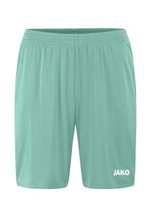 Lysegrønne atletikshorts med elastisk talje og hvidt JAKO-logo på det nederste højre ben, vist forfra mod hvid baggrund.