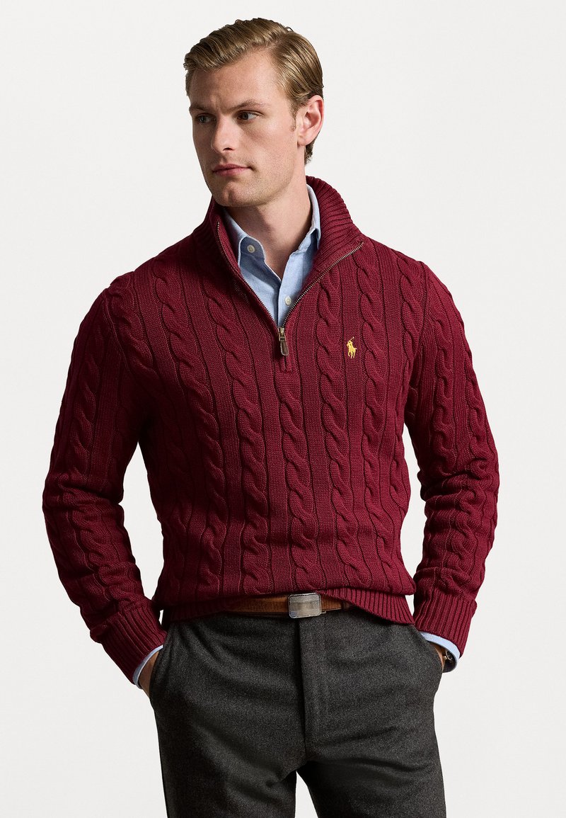 Polo Ralph Lauren CABLE-KNIT COTTON QUARTER-ZIP JUMPER - Džemperis - red carpet
