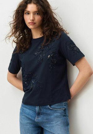 REGULAR FIT - FLORAL EMBELLISHED  - T-shirt print - navy