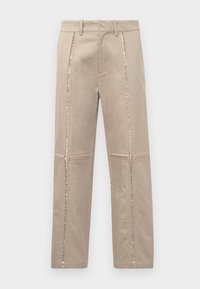 SEQUIN SLIT PANTS - Kelnės - beige