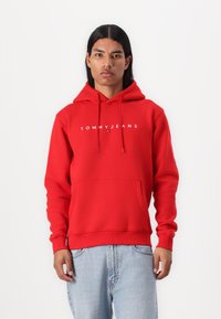 Tommy Jeans LINEAR LOGO - Mikina - deep crimson