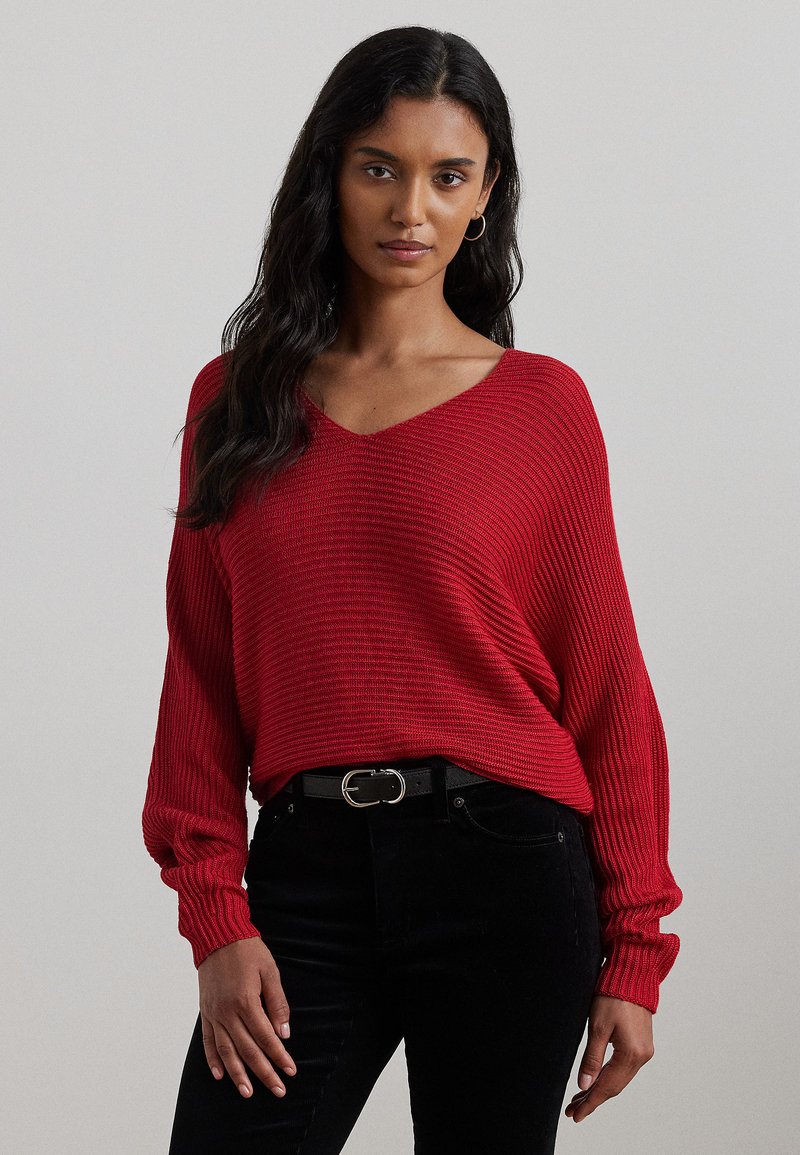 Lauren Ralph Lauren RIB KNIT DOLMAN SLEEVE SWEATER - Džemperis - festive red