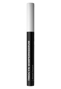 Black cylindrical tube with a white cap, labeled "THIOCYN WIMPERSERUM" in white text. Sleek design, matte finish.