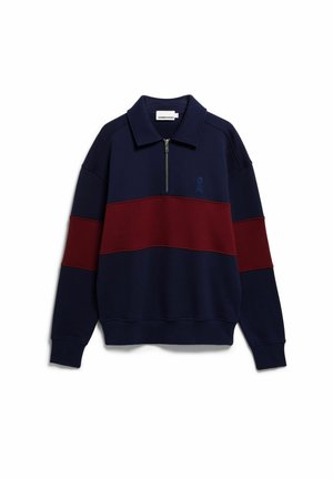 ARMEDANGELS, STRIPED TROYER - Polo - tinted navy-velvet red