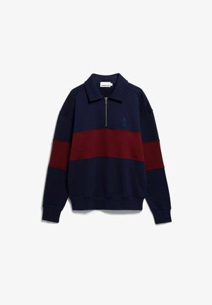 ARMEDANGELS, STRIPED TROYER - Polo - tinted navy-velvet red