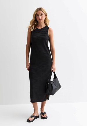 New Look TEXTURED SLEEVELESS SPLIT HEM MIDI  - Vestito casual - black