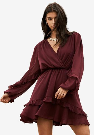 Lipsy V NECK RUFFLE - REGULAR FIT - Dienas kleita - red
