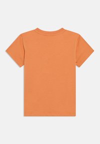 Κοντομάνικο t-shirt από μονοχρωμο πορτοκαλί βαμβάκι με στρογγυλή λαιμόκοψη, λεία υφή και απλό, λιτό πίσω σχέδιο.