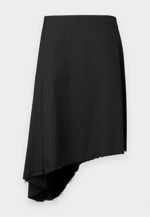 KAIA PINSTRIPE ASYMMETRICAL SKIRT - Jupe trapèze - black