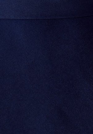 Navy blue fabric shows a smooth, textured surface with a subtle sheen, featuring a consistent pattern throughout.