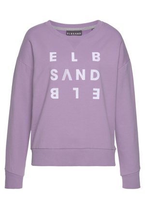 Lila Sweatshirt aus weichem Baumwollmix. Mit oversized Passform, gerippten Bündchen und einem auffälligen, kontrastierenden weißen Textdesign.