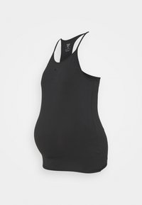 Top da maternità in tessuto a coste nere. Caratterizzato da una forma aderente, spalline larghe e scollo rotondo. Texture morbida per il massimo comfort.