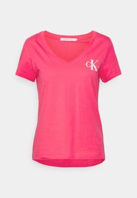 MONOLOGO V NECK TEE - T-shirts med print - pink flash