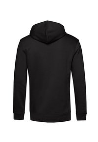 Sudadera negra con un corte holgado, puños y dobladillo acanalados. Presenta una capucha con cordón de doble capa. Tejido de mezcla de algodón suave.