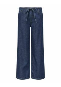 Tumesinised teksariidest laiade säärtega püksid, kummist vöörihma ning reguleeritava paelaga, küljetaskute ja pehme tekstuuriga.