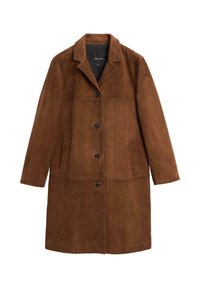 LONG NOTCHED LAPEL COLLAR - Lederjacke - brown