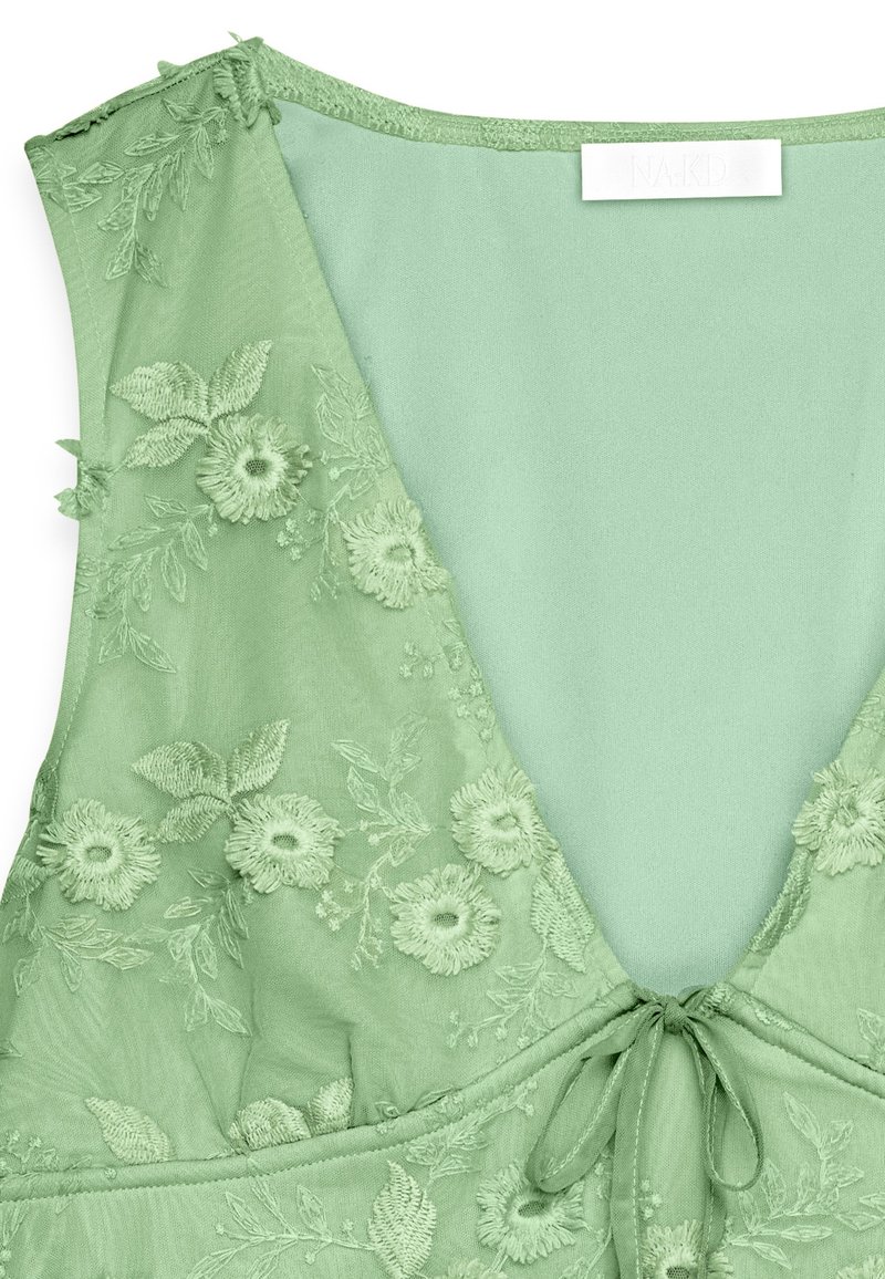 NA-KD FLOWY V-NECK - Blouse - green - Zalando